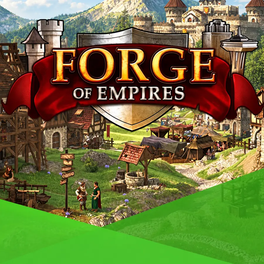 Kaupunki eri aikakausilta Forge of Empires -pelin tyyliin