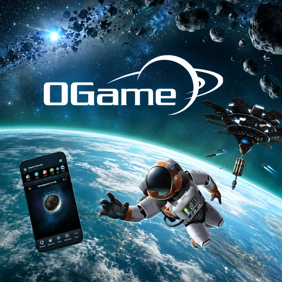 Avaruusaluksia planeetan yll&auml; OGame-pelin tyyliin